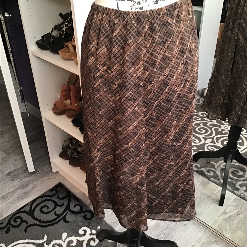 A-Line Skirt Lined Brown + Black 14